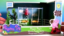 Peppa Pig Swing Playground Playset Toy Review using Play Doh Muddy Puddles by DisneyCollector