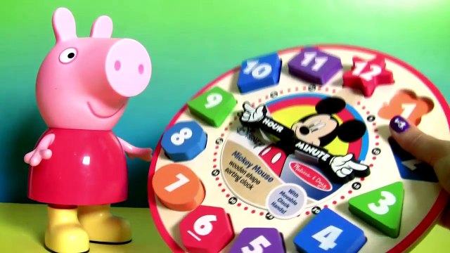 Learn Number Shapes Colors with Disney Mickey Mouse Clubhouse Wooden Clock Hands Baby Toy