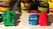 Play Doh Lightning McQueen Francesco Bernoulli and Raoul Caroule from blended Play Doh colors