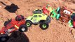 Lightning McQueen, with Off Road Pixar Cars and Hydro Wheels Cars from Cars2 at the Beach Jumping Ra