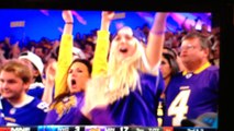 Crazy female fans go wild at Vikings game. from Minnesota. Vikings 24 Giants 10. October 3, 2016