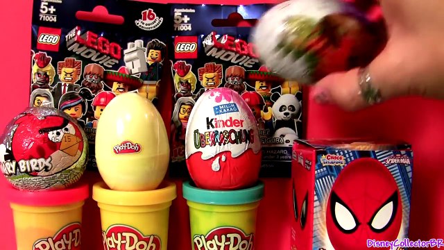 The Lego Movie Kinder Playdoh Surprise Egg Angry Birds Dinosaur T-Rex Marvel Spiderman