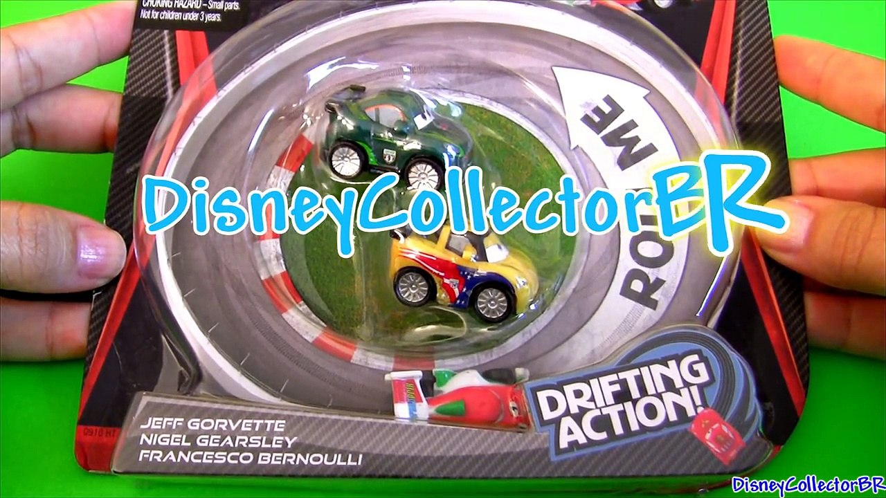 Micro Drifters Nigel Gearsley, Jeff Gorvette CARS 2 Francesco Bernoulli Disney Pixar mini car-toys
