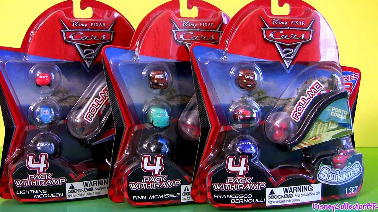 Cars 2 Squinkies Ramp London, Japan, Porto Corsa Disney 4-pack Bubble Lightning McQueen, Mater
