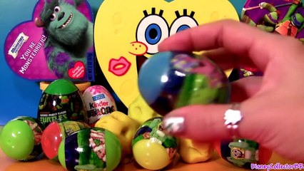 Download Video: Huge SpongeBob Toy Surprise Eggs Valentines Play-Doh Kinder TMNT Barbie Monsters Disney Pixar