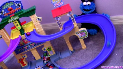 Download Video: Cookie Monster Race Track Micro Drifters Cars Planes Speedway Sesame Street Disney Pixar trucks