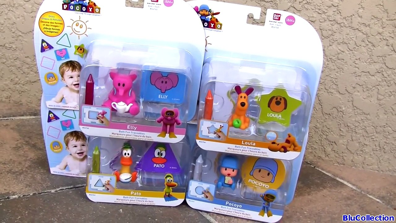 4 Pocoyo Bath Baby Toys Fun Traceables Loula Elly Pato Marcadores para ...