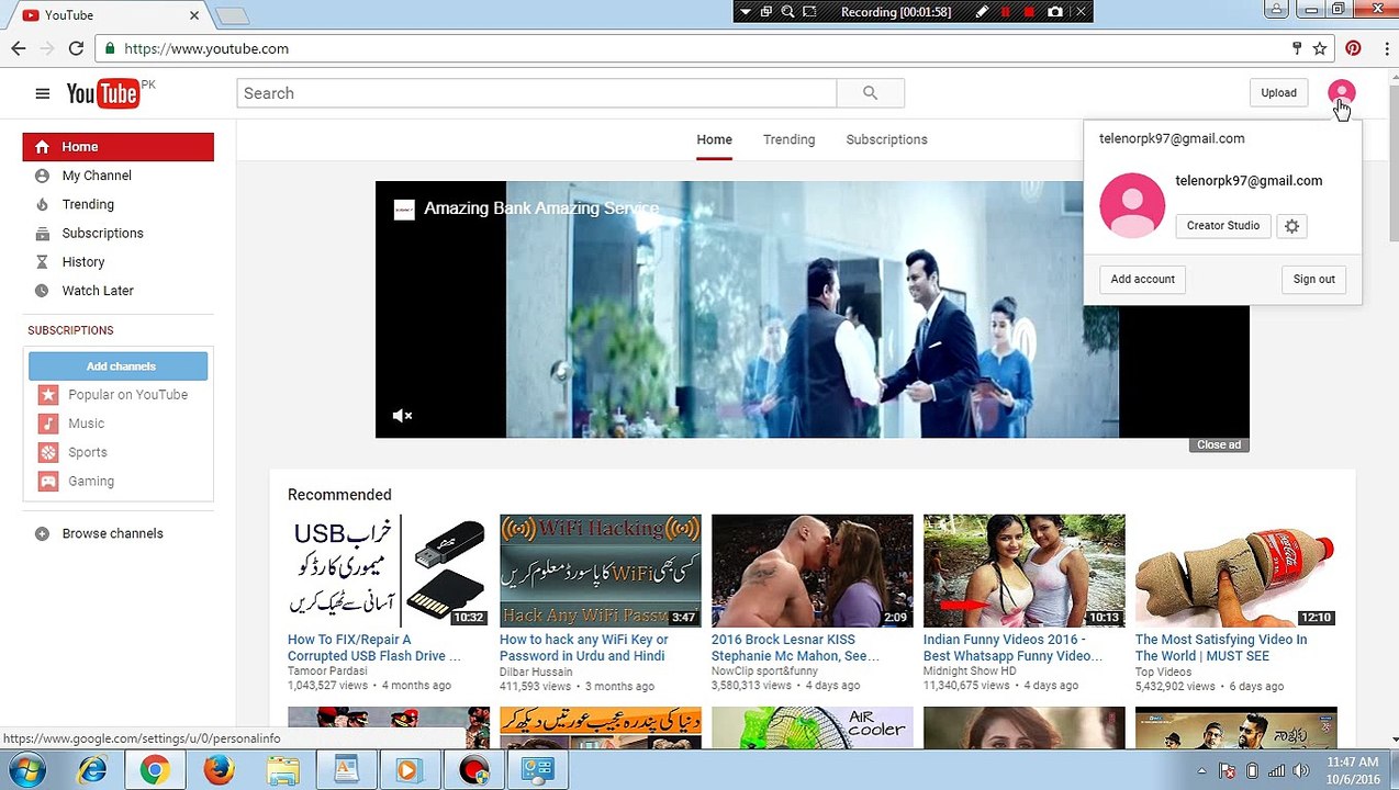 How to create  youtube channel