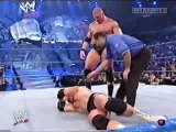 brock lesnar breaks hardcore holly's neck (smackdown! 2003)