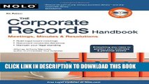 [New] The Corporate Records Handbook: Meetings, Minutes   Resolutions Exclusive Full Ebook