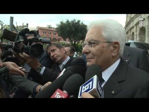 Roma - Colosseo, Mattarella alla mostra 'Rinascere dalle distruzioni' (06.10.16)