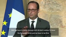 Hollande calls for tough stance on Brexit
