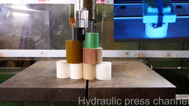 Pressage hydraulique de différents plastiques ! Experience Physique
