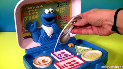 Cookie Monster Singing Songs 1-2-3 Learn & Crunch Lunchbox Colors Numbers Toy Review DisneyCollector