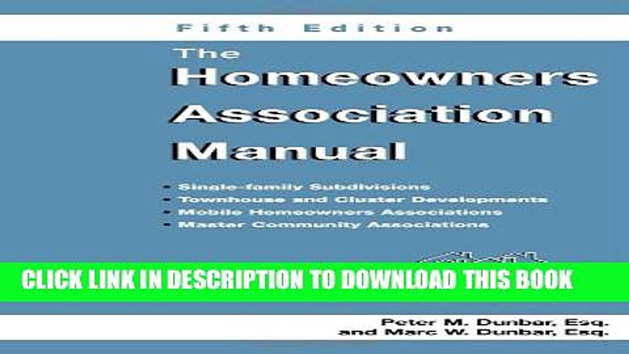 [PDF] The Homeowners Association Manual (Homeowners Association Manual)(5th Edition) Full Collection