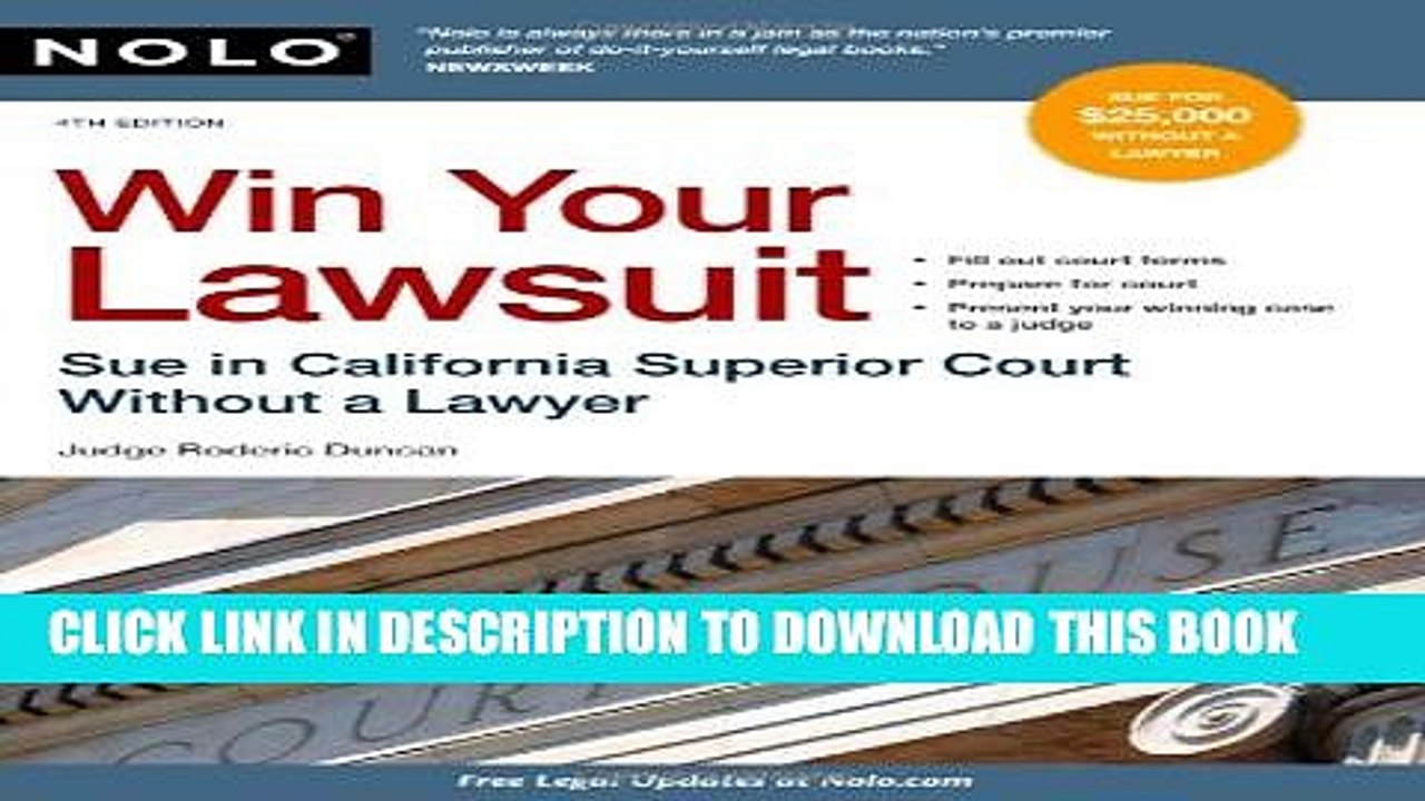 [PDF] Win Your Lawsuit: Sue in California Superior Court Without a Lawyer (Win Your Lawsuit: A