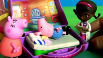 George Pig Breaks his Arm & Goes to Doc McStuffins Mini Clinic - Time For a Check-Up And Get a Shot