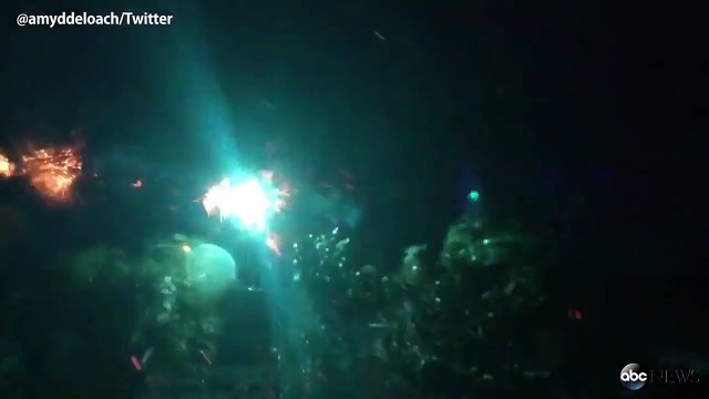 Explosions de lignes électriques sous l'ouragan Matthew en Floride