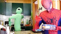 SPIDERMAN VS GREEN ALIEN! Aliens Invasion! Funny Superhero In Real Life