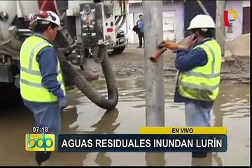 Lurín: aguas residuales inundan fábrica y casas