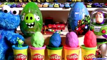 Play Doh Surprise Easter Eggs Giant Angry Birds Marvel Avengers Disney Pixar Cars Cookie Monster