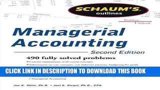 New Book Schaum s Outline of Managerial Accounting, 2nd Edition (Schaum s Outlines)