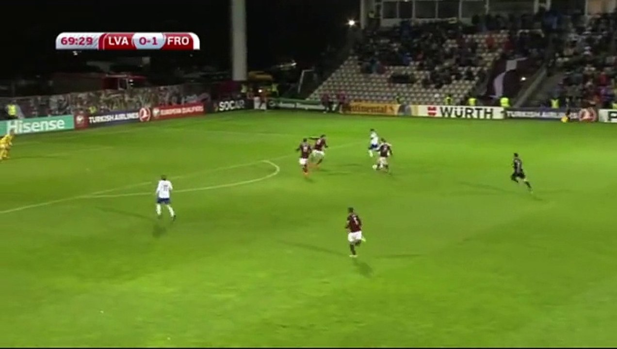 Joan Simun Edmundsson GOAL HD Latvia  0-2 Faroe Islands 07.10.2016
