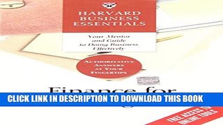 Collection Book Finance for Managers (Harvard Business Essentials)
