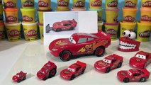 Pixar Cars Lightning McQueen with Play Doh Pavement Scraping Blade made from Play Doh