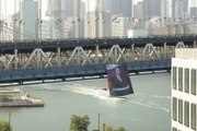 Time-lapse of Putin banner on Manhattan Bridge