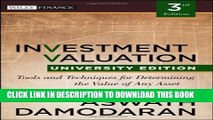 [Read PDF] Investment Valuation: Tools and Techniques for Determining the Value of any Asset,