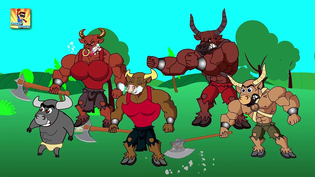 Crazy Dinosaur Vs Crazy Bull man Finger Family Rhyme | The Finger Family Songs | Animals Cartoons