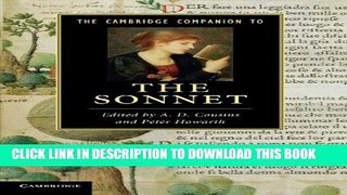 New Book The Cambridge Companion to the Sonnet (Cambridge Companions to Literature)