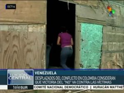 Refugiados colombianos en Venezuela lamentan la victoria del NO