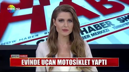 Evinde uçan motosiklet yaptı!