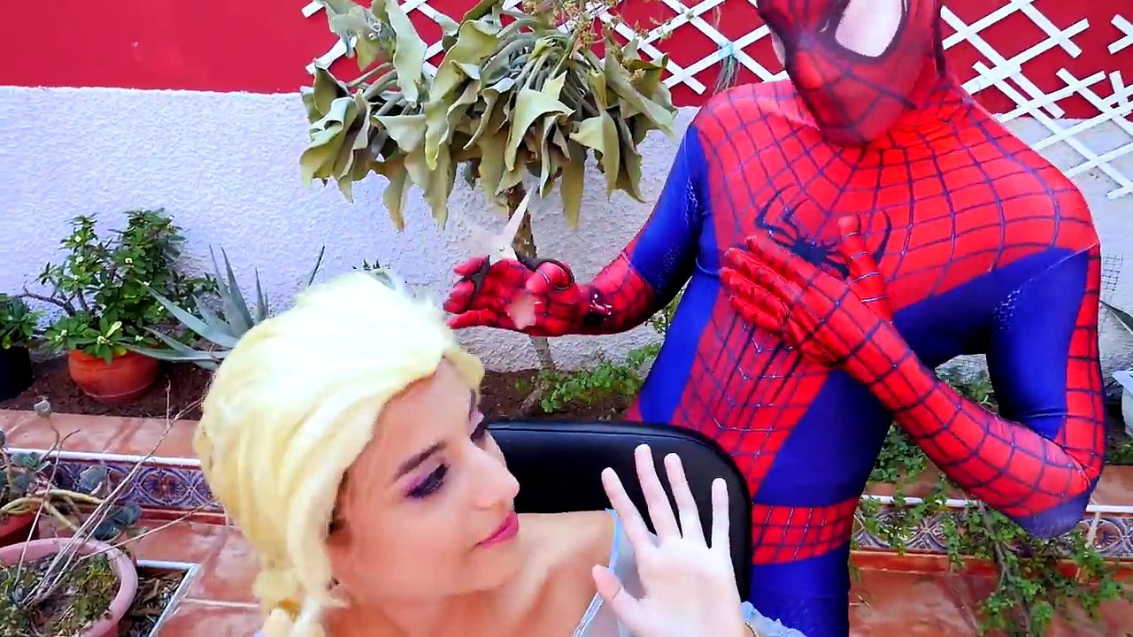 Spiderman vs Banana & Coca cola Prank w/ Frozen Elsa - Funny Superhero Movie in Real Life