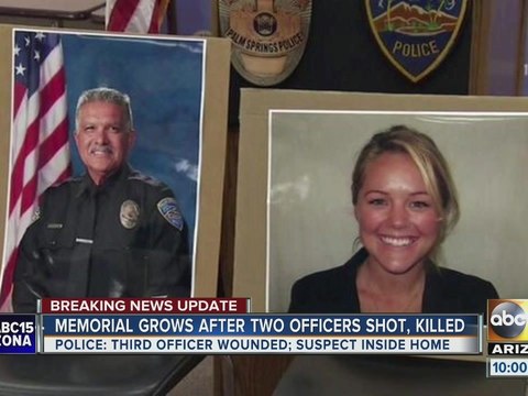 Memorial set up for Palm Springs officers shot, killed