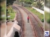 ٹرین کی تیز رفتاری سے بچنے والے خوش نصیب انسان