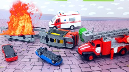 Машинки Пожарная Скорая Помощь Мусоровоз Транспортировщик Машинки для мальчиков ТехноПарк Toys Cars