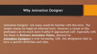 Why career as an Animation Designer can be a cool thing