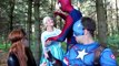Spiderman Sits on Frozen Elsa!!! w_ Joker Maleficent Spidergirl Anna Catwoman! Superhero Fun IRL