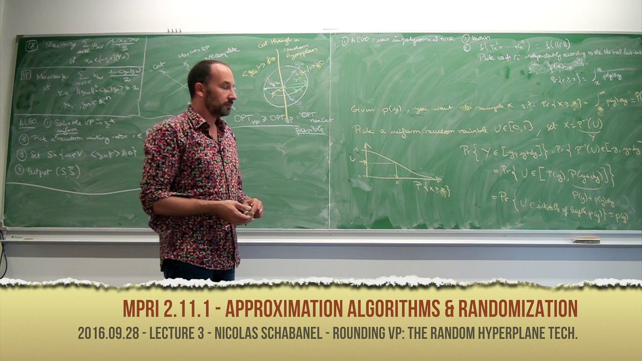 [2016 MPRI 2.11.1] 3. Mathematical Programming 2: Semi-Definite / Vector programming (28/9/2016)