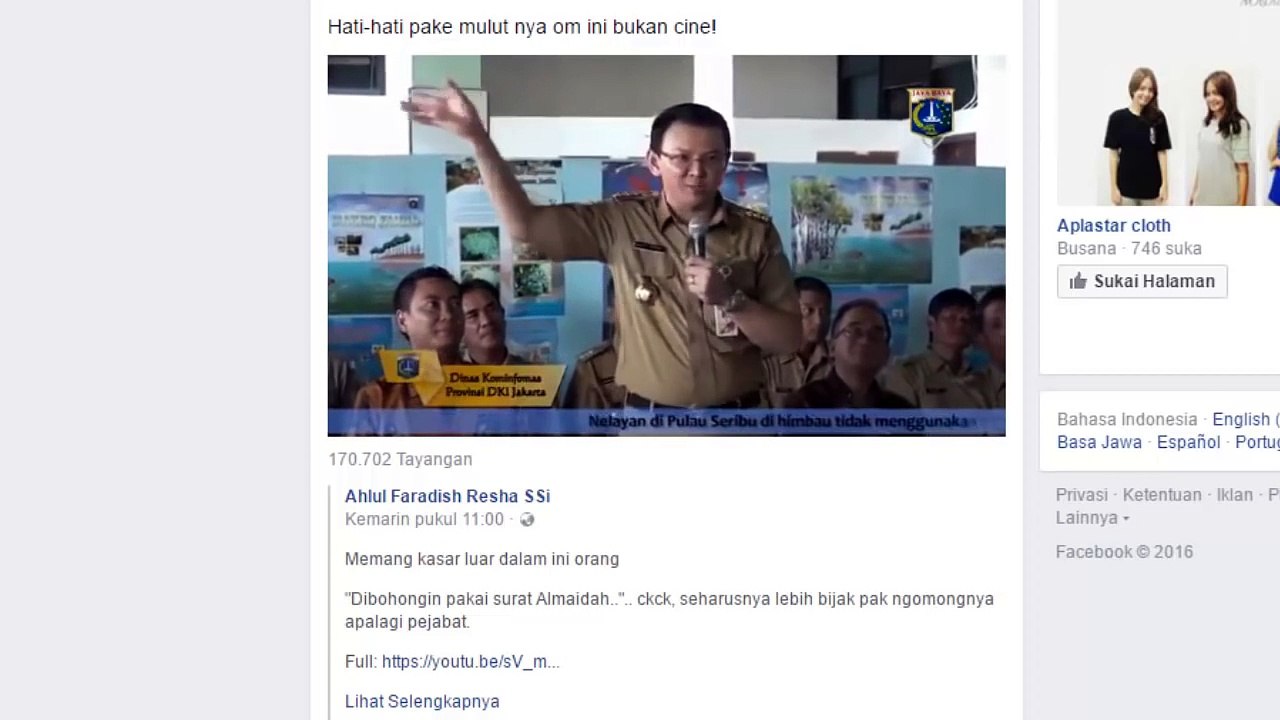 KLARIFIKASI!! Bicara Ahok Tentang Surat Al Maidah Ayat 51 Di Kep. Seribu