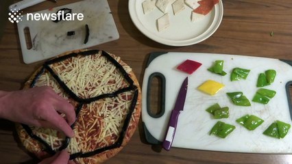 Man makes Rubik's Cube pizza