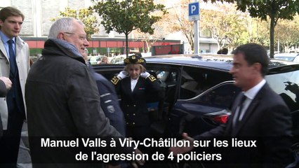 Valls à Viry-Châtillon sur les lieux de l'agression de policiers