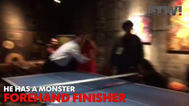 Roger Goodell and Brandon Marshall square off in ping-pong