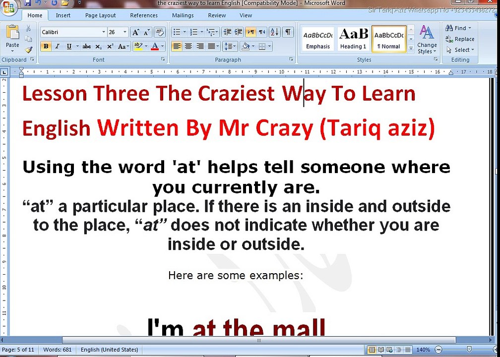 Lesson Three The Craziest Way To Learn English Written By Mr Crazy