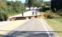 Huge Chunk of North Carolina Road Washed Away by Hurricane Matthew Flooding