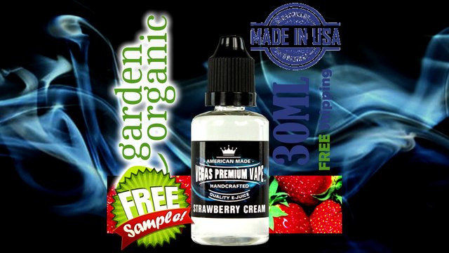 Organic E-Juice Strawberry Cream Vegas Premium Vape USA