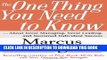 New Book The One Thing You Need to Know: ... About Great Managing, Great Leading, and Sustained